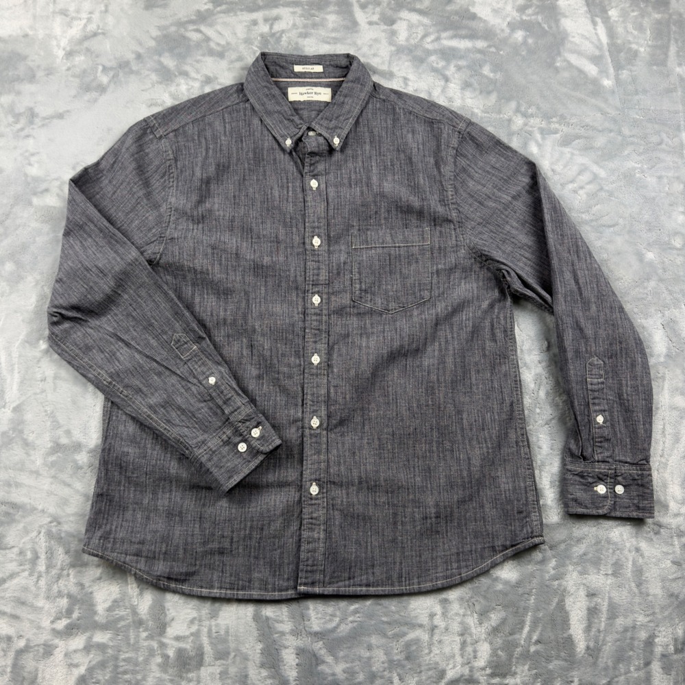 Hawker Rye Mens Large Short Regular Fit Stretch Button Down Shirt Gray L